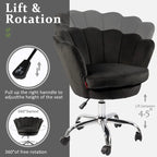 Fauteuil d'appoint pivotant, Chaise de coiffeuse, Chaise de bureau à roulettes, Hauteur réglable, Rose/Gris/Blanc