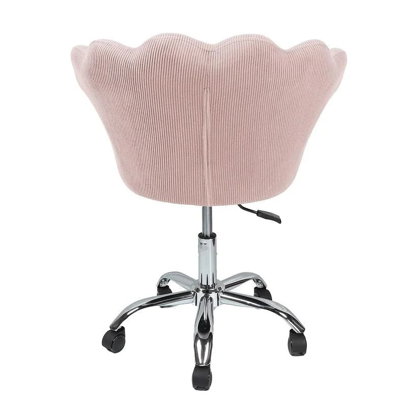 Fauteuil d'appoint pivotant, Chaise de coiffeuse, Chaise de bureau à roulettes, Hauteur réglable, Rose/Gris/Blanc