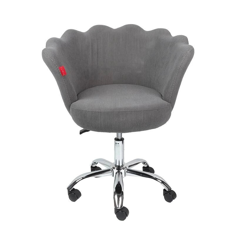 Fauteuil d'appoint pivotant, Chaise de coiffeuse, Chaise de bureau à roulettes, Hauteur réglable, Rose/Gris/Blanc