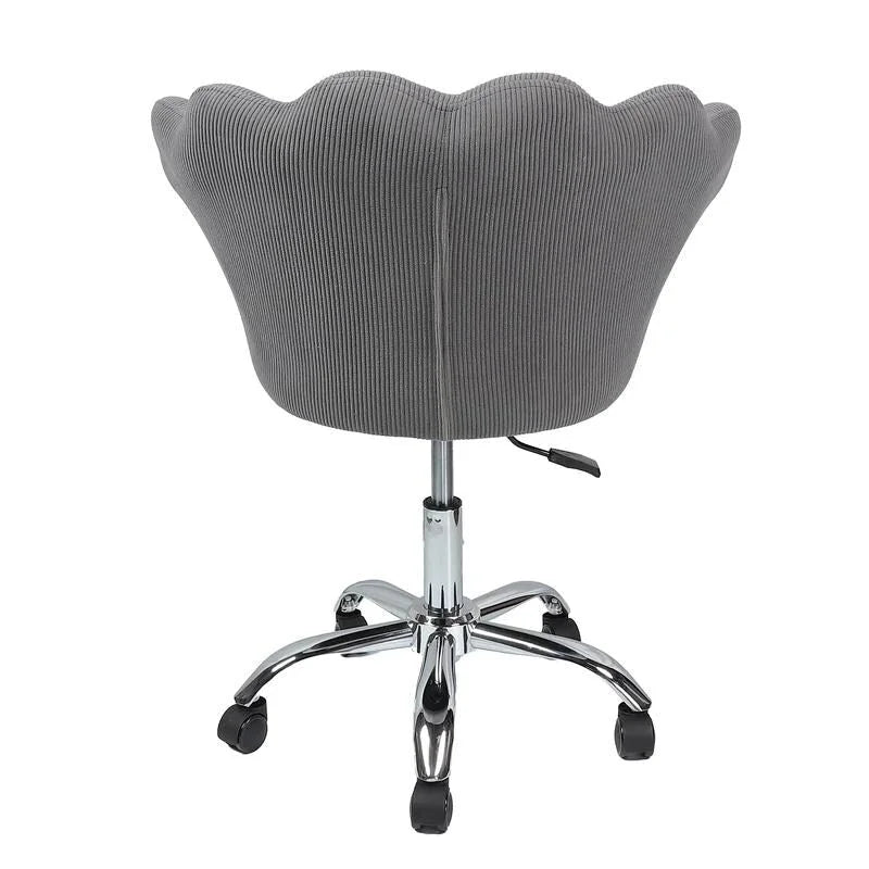 Fauteuil d'appoint pivotant, Chaise de coiffeuse, Chaise de bureau à roulettes, Hauteur réglable, Rose/Gris/Blanc