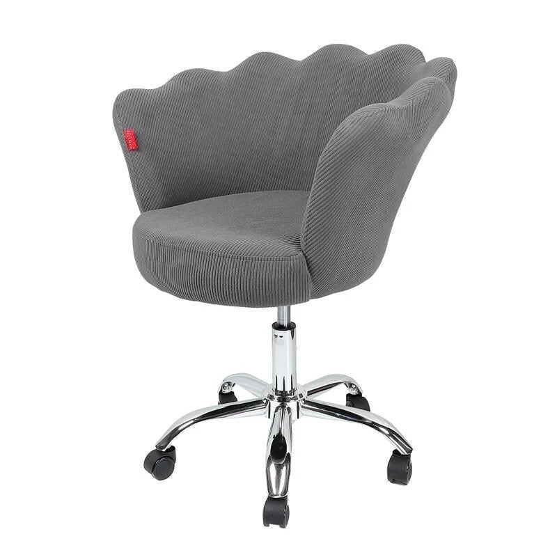 Fauteuil d'appoint pivotant, Chaise de coiffeuse, Chaise de bureau à roulettes, Hauteur réglable, Rose/Gris/Blanc