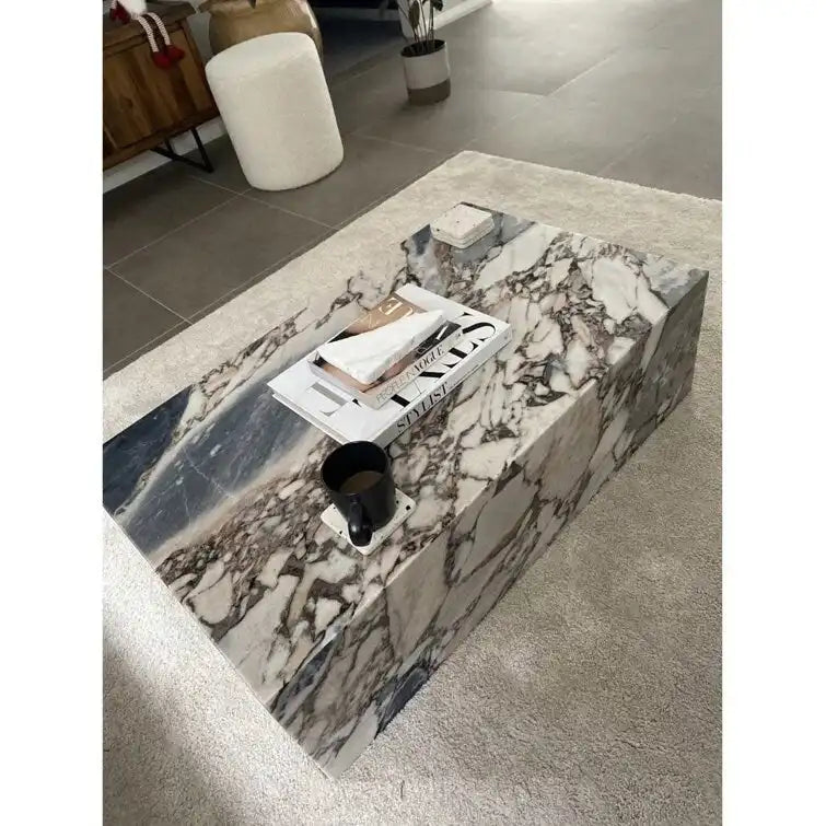 Table basse en marbre véritable - Marbre Blue Galaxy
