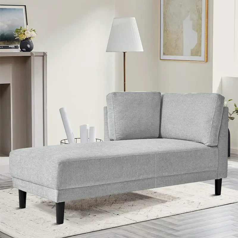 Chaise longue individuelle de loisirs élégante rembourrée en tissu de lin d'intérieur