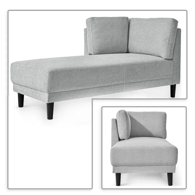 Chaise longue individuelle de loisirs élégante rembourrée en tissu de lin d'intérieur