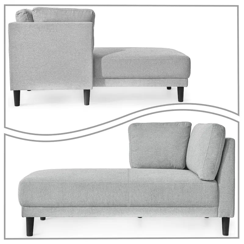 Chaise longue individuelle de loisirs élégante rembourrée en tissu de lin d'intérieur