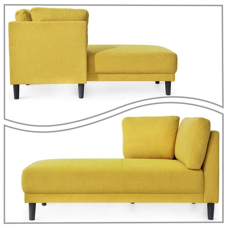Chaise longue individuelle de loisirs élégante rembourrée en tissu de lin d'intérieur