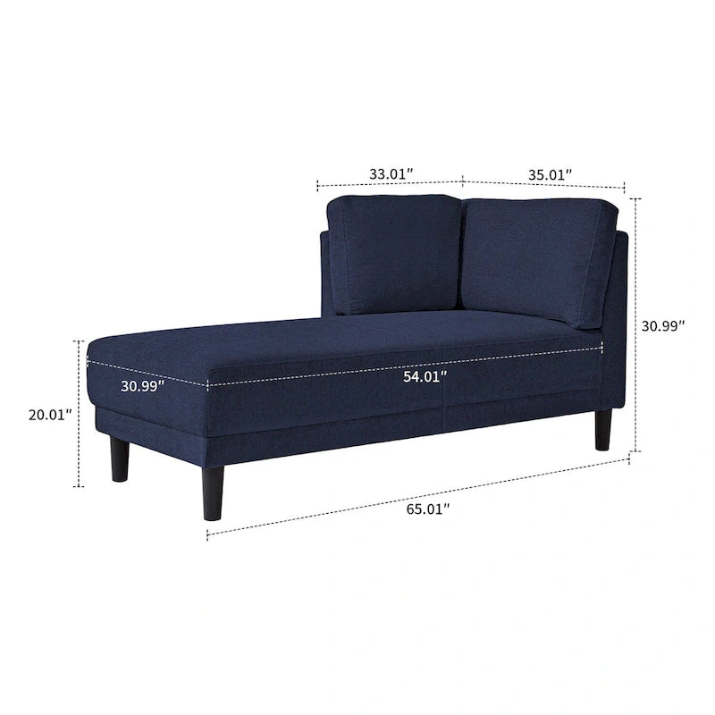 Chaise longue individuelle de loisirs élégante rembourrée en tissu de lin d'intérieur