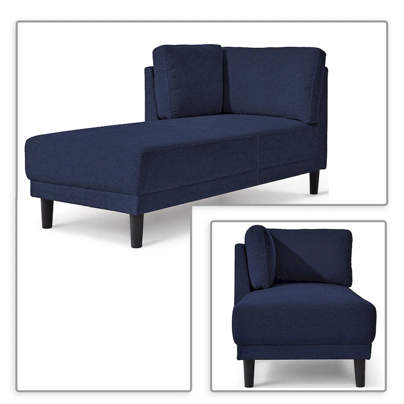 Chaise longue individuelle de loisirs élégante rembourrée en tissu de lin d'intérieur